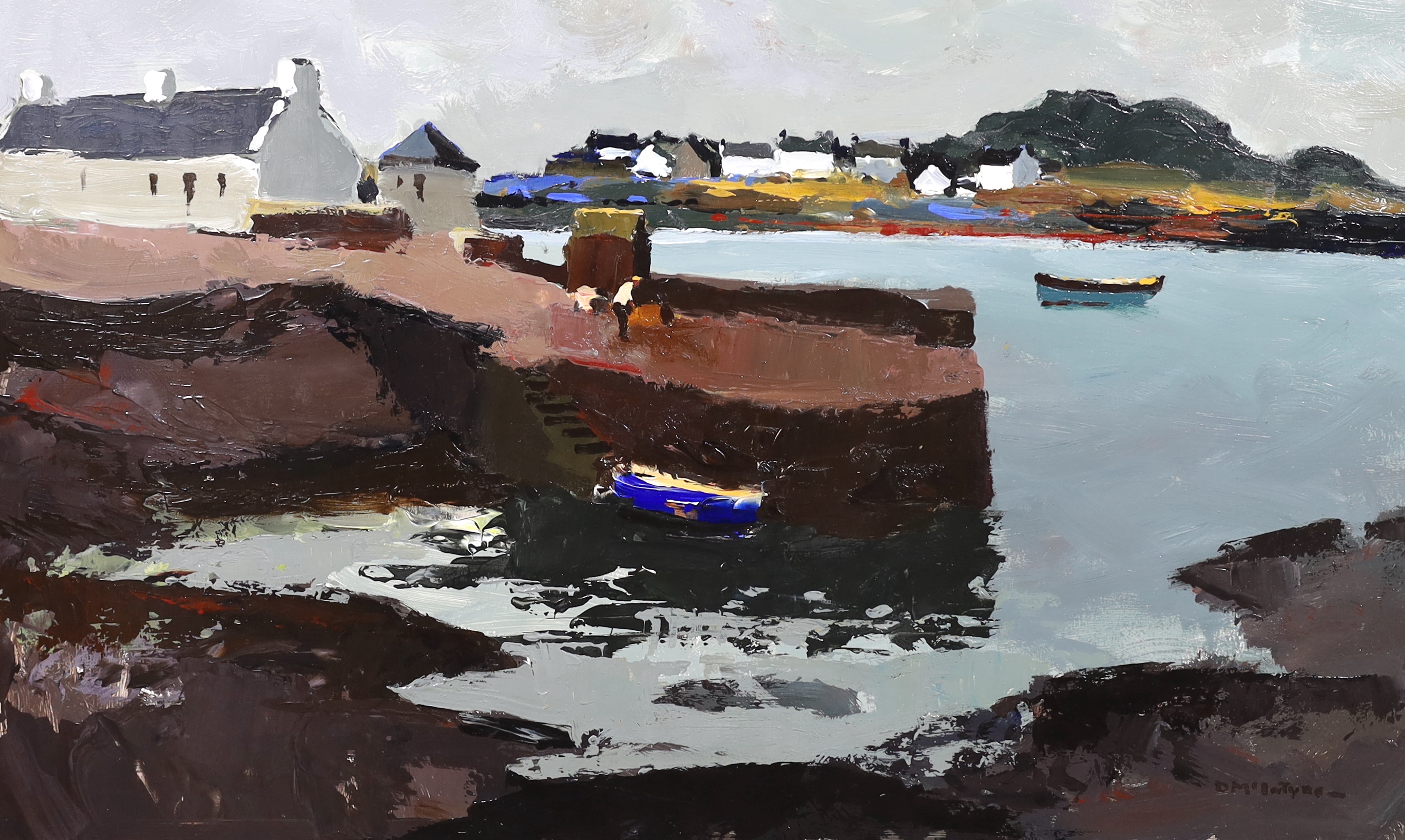 Donald McIntyre (British, 1923-2009), Scottish coastal landscape, oil on board, 53 x 87cm